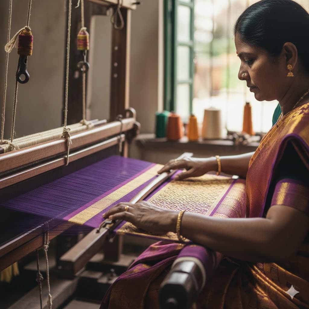 Kanchivaram Silk Weaving